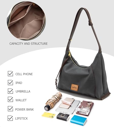 Image of myfriday Women PU Hobo Crossbody Bag, Coin Purse, 2 Straps Shoulder Purse | Anti-scratch PU, center divider, zipper pocket and coin pouch organize cosmetics, wallet and phone for commute or dates