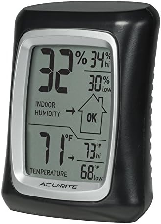 AcuRite 00325 Indoor Thermometer & Hygrometer with Humidity Gauge, Black, 0.3