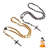 【Package Contents】 You will get 2 pieces Cross Rosary Necklace, which can meet your daily use needs. Our rosary beads are designed for daily use, featuring lightweight, smooth beads and a durable crucifix, ensuring comfort during prolonged wear and p...