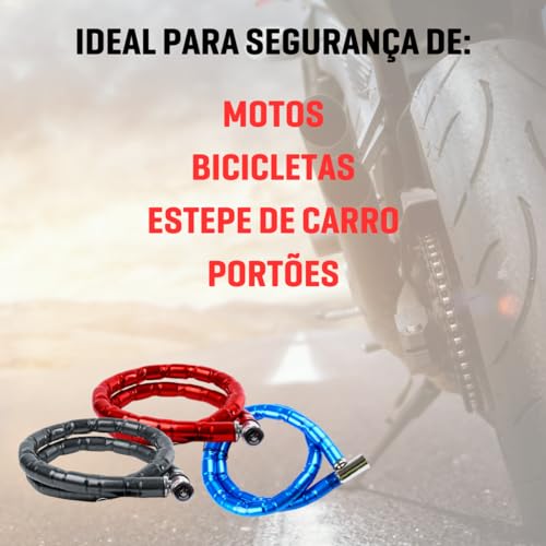 Cadeado Trava 100cm Aço Reforçado Grosso Moto Bike Portão Corrente Trava Bicicleta Portão Segurança