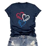 LuxLass 4th of July Shirts Women USA Patriotic T-Shirt American Flag Tee Tops