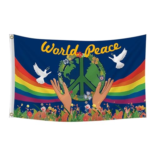 Bandiera da giardino della pace, bandiera arcobaleno con piccioni della pace, bandiera bifacciale per la pace, decorazione per la casa, giardino, patio, cortile, prato, 0,9 x 1,5 m