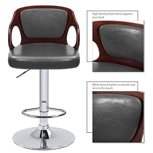 image for Homall Bar Stools Walnut Bentwood Adjustable Height Leather Modern Bar