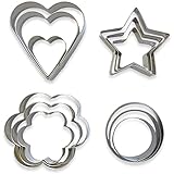 Moldes de Galletas de Calidad. Fabricados en acero inoxidable, resistentes, y muy fáciles de limpiar. Son aptos para lavaplatos y nevera. Cuentan con un borde redondeado por seguridad, y otro afilado para ofrecer un buen corte.
