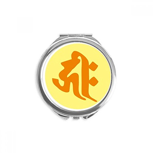 Miroir rond de poche bouddhisme sanscrit hrih portable pour maquillage quotidien