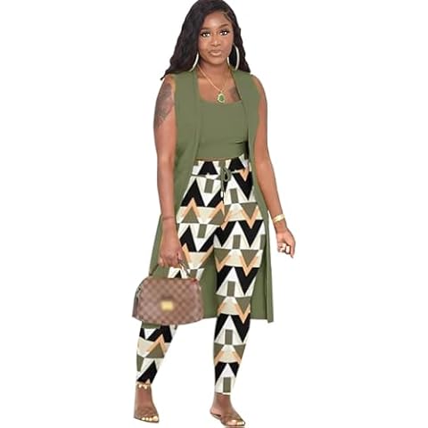 Women's 3 Piece Lounge Set Pajamas Set Outfits Long Cardigan + Pants +Tank Loungewear Three Piece Cover