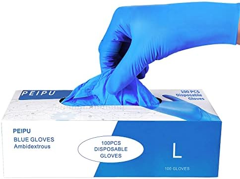 PEIPU Nitrile Gloves Disposable Gloves (Large, 100-Count), 4Mil, Powder Free, Cleaning Service Gloves, Latex Free