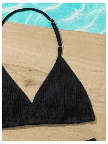 Image of RoseSeek Girl's Tie Dye Smocked 2 Piece Swimwear Sets Backless Halter Bikini Cute Brief Bathing Suit
