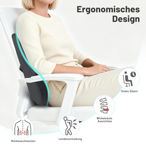 Juspota Lendenwirbelkissen, Lordosenstütze Auto, Lendenkissen Auto Memory Foam, Ergonomisches Rückenkissen Auto, Lordosekissen fur Auto, Bürostuhl, Zuhause, Grau