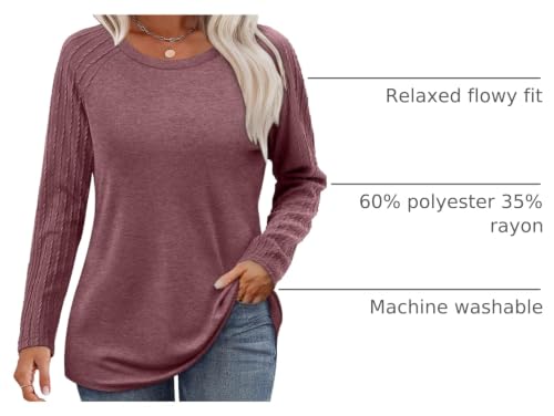 Image of OFEEFAN Long Sleeve Shirts for Womens Fall Fashion 2026 Crewneck Oversized Sweatshirt Tunic Tops to Wear with Leggings