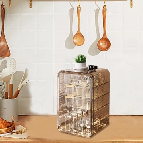 Boîte de rangement en acrylique multi-couches et anti-poussière pour service à thé moderne
