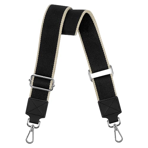 Collares Y Correas, Pet Products Muteffcase - Correa ancha de repuesto para bolso cruzado, correa de lona de 1.5 pulgadas, correa de hombro ajustable, Plata 3,8 cm - Negro y Crema, 1.5“,...