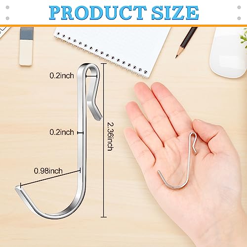 Lyrow 40 Pcs J Hook for Wire Shelving Hooks Stainless Steel Hanger Clip on Metal Wire Rack Hook Hanging Sink Grid Hook for Display Kitchen Bedroom Office Wire Shelf Pots Kitchenware Shirts (Silver)