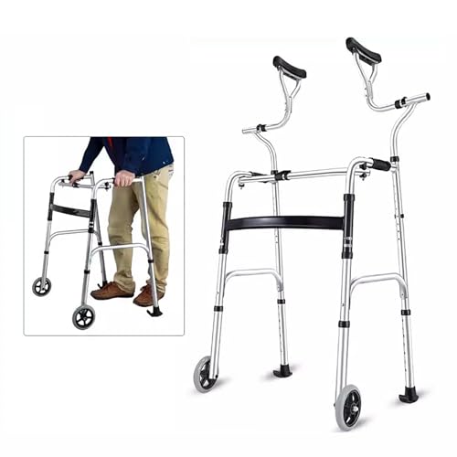 折りたたみ式直立歩行器、396ポンド軽量スタンディングウォーカー、高齢者、運動能力が制限されている人向けの調節可能な歩行補助具