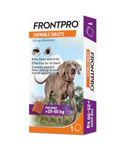 FRONTPRO Chewable Tablets Flea & Tick Treatment for Dogs 1 Pack (25-50kg) 1 Tablet Pack