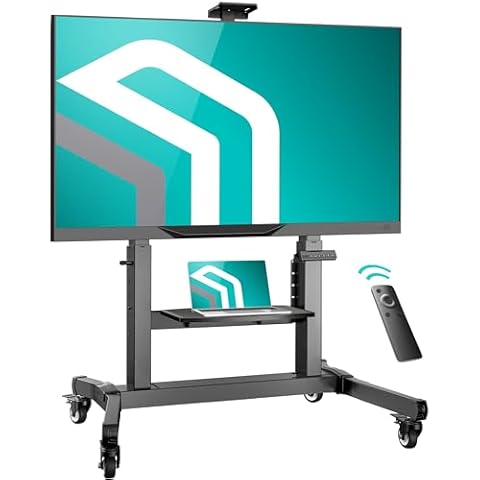 ONKRON Motorized TV Stand for 50-100 Inch TV up to 265 lbs, Tilting & Height Adjustable TV Stand on Wheels with Remote Electric TV Lift - max VESA 1000x600 Mobile TV Cart Rolling TV Stand Tall Black Cover