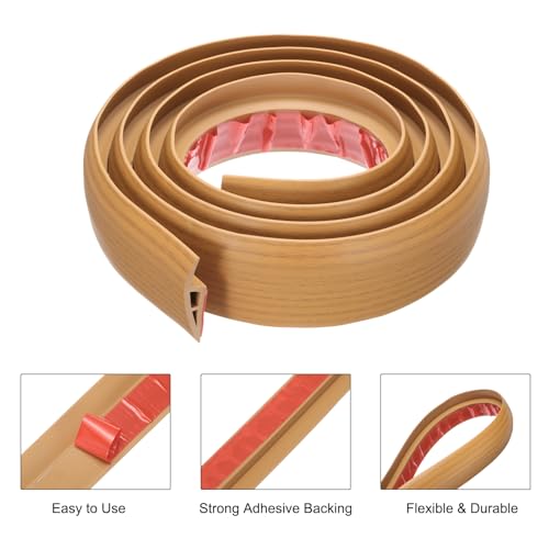 QUARKZMAN Bodenübergangsleiste Selbstklebend, 2m/6,6ft Laminat Türübergangsleisten Teppichkantenleiste für Teppichtüren zur Überbrückung von Bodenlücken für 10mm Höhe, Gelbe Eichenmaserung