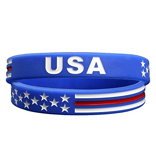 Sainstone Triumph of Faith USA American Flag Bracelet Silicone Rubber Wristbands Americanism Partriotic Spirit Sports Holiday Gifts (Unisex)