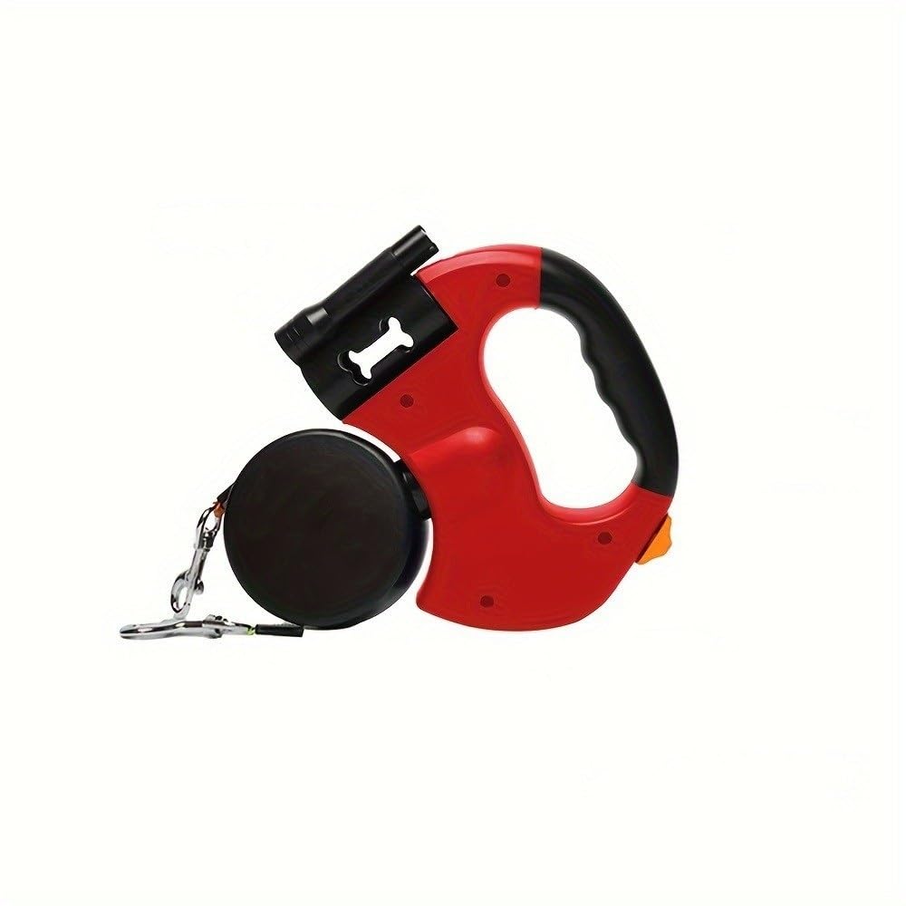 Correa Retráctil Doble para Perros con Linterna Y Dispensador De Bolsas Telescópica Anti-Enredos 360° Paseo Resistente para 2 Pequeños/Medianos Cuerda Nylon Reflectante(Black)