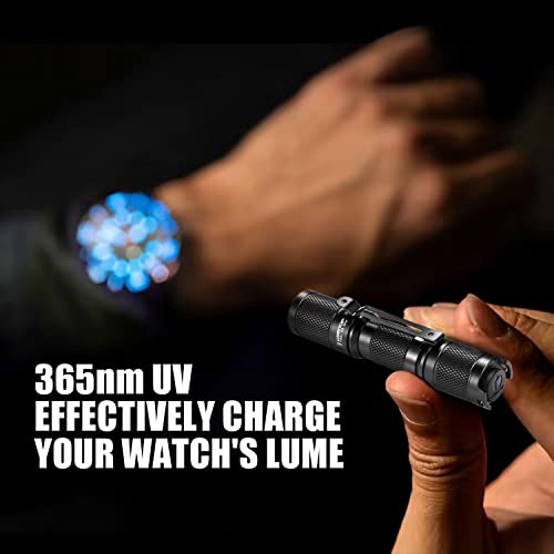 LUMINTOP Tool AA UV Flashlight Black Light, 365nm Ultraviolet Blacklight IP68 Waterproof 2 Modes for Pet Stains, Hunting Scorpions, Resin Curing, Leak Inspection