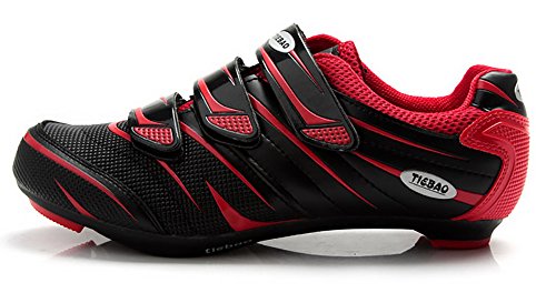 Tiebao Road Cycling Shoes Lock Pedal Bike Shoes Cleated Bicycle Ciclismo Shoes Red 46