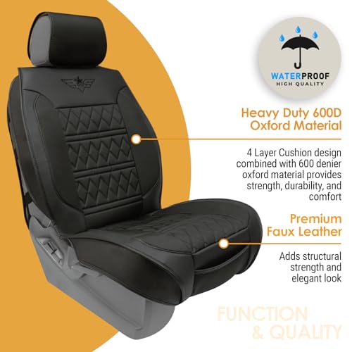 Image of LPI Truck Heavy Duty Premium Truck Seat Covers for Front Seats, For Full-Size Truck SUV, Padded Seat Cover with Bottom Wrap-around, Front Seat Protector; Front & Rear Storage Pockets, Waterproof, 2 pc
