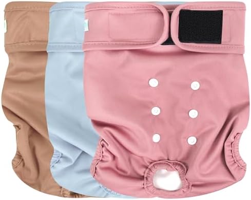 wegreeco Washable Dog Diapers Female Highly Absorbent Reusable Diapers for Doggie in Heat Dog Period for Heat Cycle, 3 Pack (Medium
