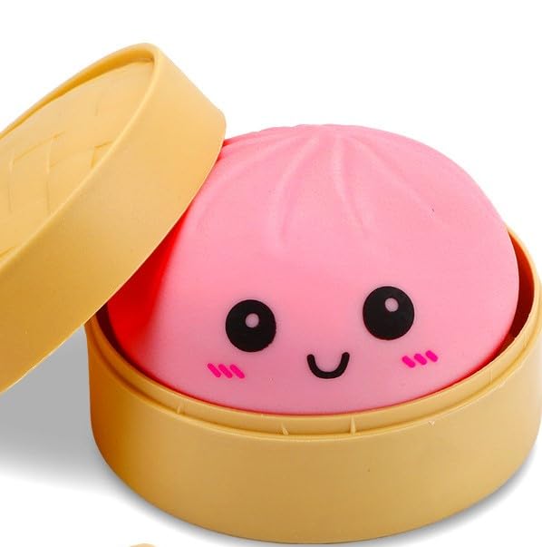 OPOM Red Glitter Dumpling Squishy Stress Ball Fidget Sensory Toy - main product image