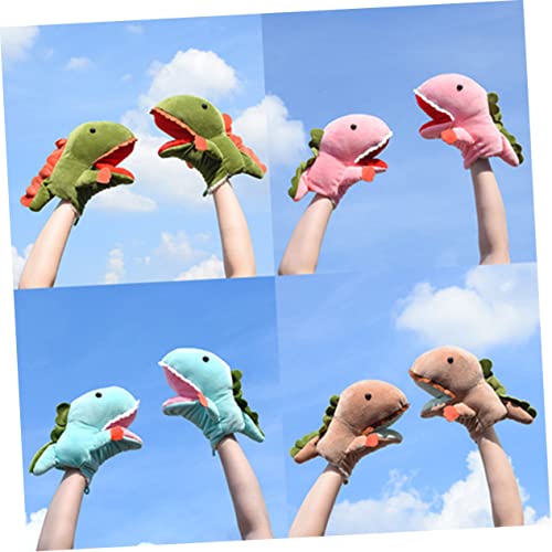 GALPADA 1 Pair Thick Warm Gloves Cartoon Dinosaur Plush Gloves String for Kids Winter2