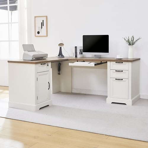 Zethvax L-Shaped Executive Desk with Keyboard...