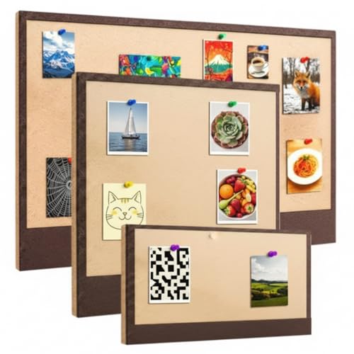 Hahafelt Set of 3 Vision Boards, 32'x 24' Bulletin Vision Felt Board Self-Adhesive, Decorative Picture Boards with 30 Push Pins for Home Office Church Prayer Wall Memo (Brown+Camel)
