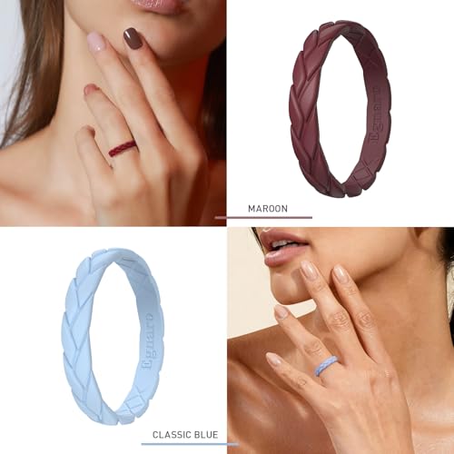 Anillos de silicona Egnaro para mujer de 3,5 mm de ancho pack flexible 3