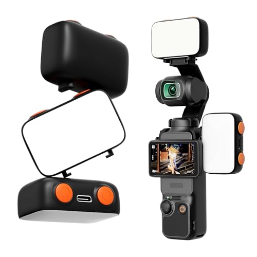 LED Fill Light for DJI OSMO Pocket 3 800mAh Rechargeable Auxiliary LED Lighting with 6500K 3 Color Temperature and Levels Adjustable DJI Pocket 3 Accessories Fill Light for Vlog Video Recording