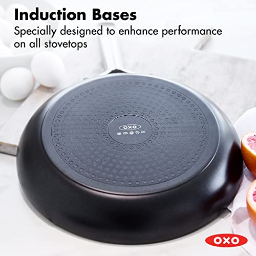 OXO Agility Series 12" Frying Pan Skillet, Ceramic Nonstick Cookware PFAS-Free, Induction Suitable, Quick Even Heating, Stainless Steel Handle, Chip-Free Rims, Dishwasher and Oven Safe, Black - image 2