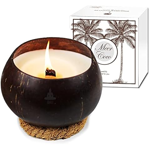 Meer Coco Vela grande con cuenco de coco real Cover