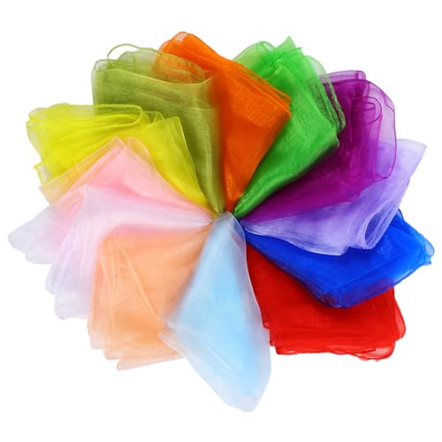 Tweruna Chiffontücher 12 Stück Große Jongliertücher, Bunte Seidentücher Baby Sensorische Tücher für Jonglierspiele, Tanz, Festivals und Partyaktivitäten (60 x 60 cm)