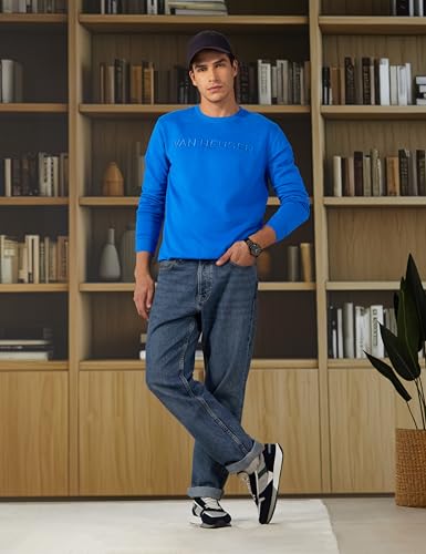 Image of Van Heusen Men's Embroidered Premium Cotton Full Sleeve Regular Fit Sweatshirt | Effortless Styling | Premium Cotton Blend