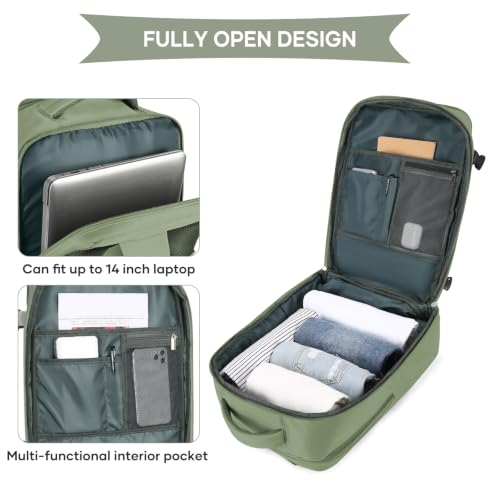 Image of coowoz Travel Backpack For Women Men,Carry On Backpack,Hiking Backpack Waterproof Outdoor Sports Rucksack Casual Daypack travel essentials(Gray Green)
