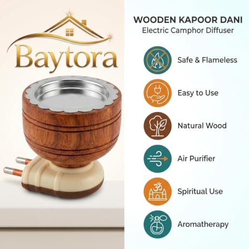 Image of Sheesham Wooden Kapoor Dani | Camphor Diffuser, Bakhoor Burner, Dhoop Dani & Incense Burner | Natural Wood Aroma Holder for Home, Office & Daily Use (Pack of 1)