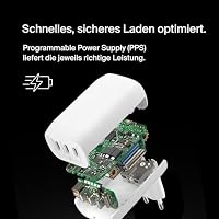 Belkin BoostCharge USB-C-Ladegerät mit DREI Anschlüssen und PPS (67 W), USB-C PD 3.1-iPhone-Schnellladegerät für die iPhone 17, iPhone Air, iPhone 16, MacBook Pro, AirPods, Galaxy – Weiß – Ansicht 5