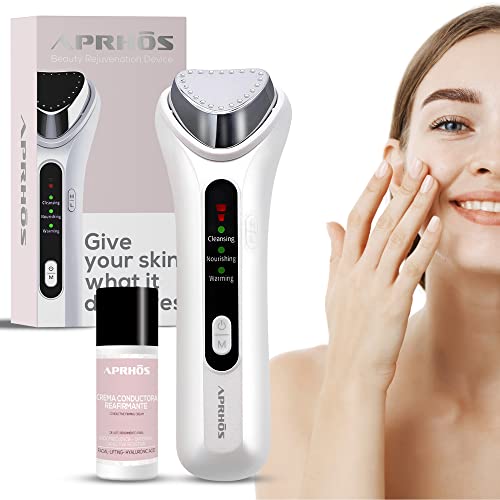 APRHOS Masajeador Electrico Facial | Efecto Radiofrecuencia con Tónico Incluido | Antienvejecimiento Efecto Lifting | Limpiador Rostro y Eliminar Arrugas | Batería Recargable