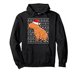 Capybara Santa Hat Christmas Tree Lights Capybara Lover Xmas Pullover Hoodie
