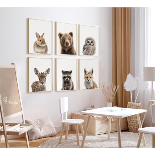Nursery Animal Wall Art Pictures Baby Safari Canvas Wall Decor Jungle Woodland Wall Art Cute Animal Prints Paintings Nursery Kids Posters for Boys Girls Room Bedroom 12x16 Inch Unframed Set of 63