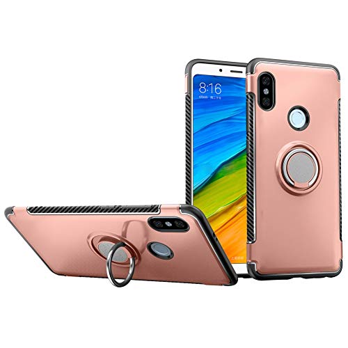 Xiaomi Redmi Note 5 Case DWaybox Hybrid Back Case with 360 Degree Rotation Ring Holder for Xiaomi Redmi Note 5 Pro/Redmi Note 5 Compatible with Magnetic Car Mount Holder (Rose Gold)