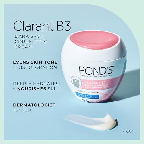 POND’S Clarant B3 Dark Spot Correcting Cream – Daily Moisturizer for Dry Skin – Moisturizing Face Cream with Vitamins B3 & C – Dermatologist Tested, 7 oz, 2 Pack