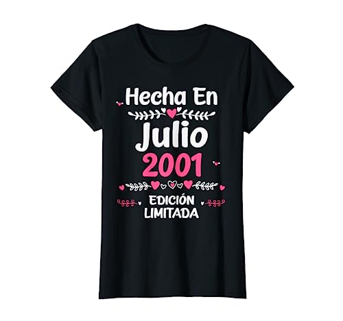 22 Años Regalo de Cumpleaños 2001 Mujer 22 Años Julio Camiseta