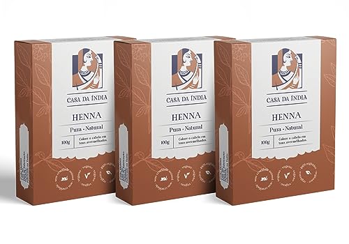 Kit 3 Hennas Indiana Pura 100% Natural Ruivo Acobreado para os Cabelos - Casa da Índia