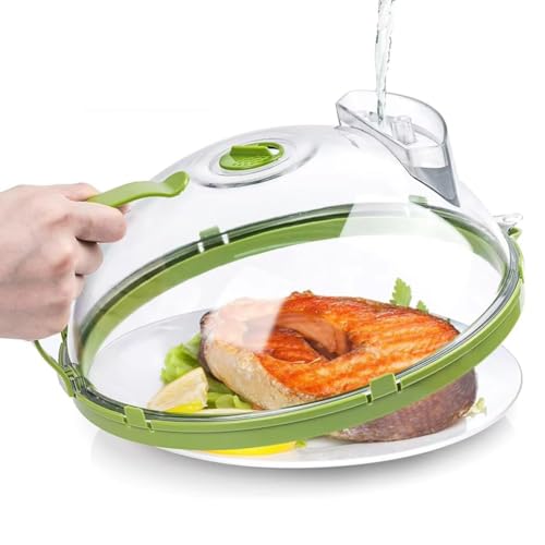 inbesk Microwave Splatter Cover with Steam Vent and Handle 10 Inch Clear Plate Cover Essential Kitchen Gadgets for Food Safety