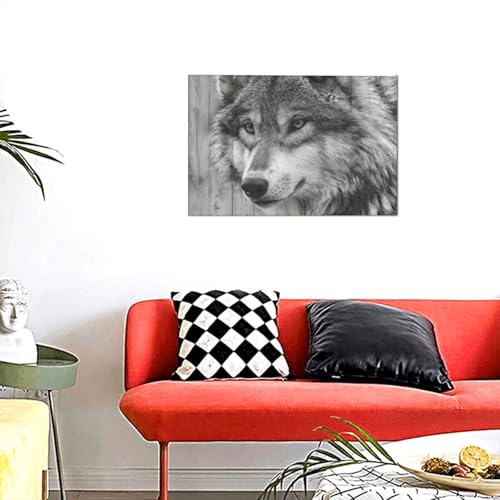 Lienzo de lobo gris enmarcado, decoración de pared artística de 30x45 cm 5