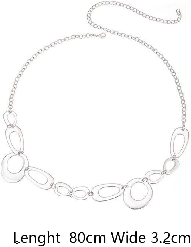 Irregular Circle Waist Chain Belt - Punk Gothic Crossover Body Chains Tassel for Women Girl (Silver) - Image 3